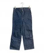 45Rフォーティファイブ・アール）の古着「レザーパッチワイドデニムパンツ」｜インディゴ
