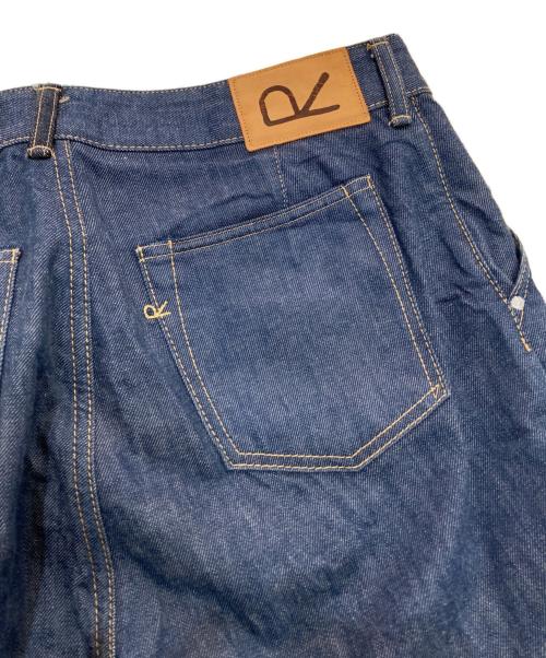 45R（フォーティファイブ・アール）45R (フォーティファイブ・アール) レザーパッチワイドデニムパンツ インディゴ サイズ:3の古着・服飾アイテム