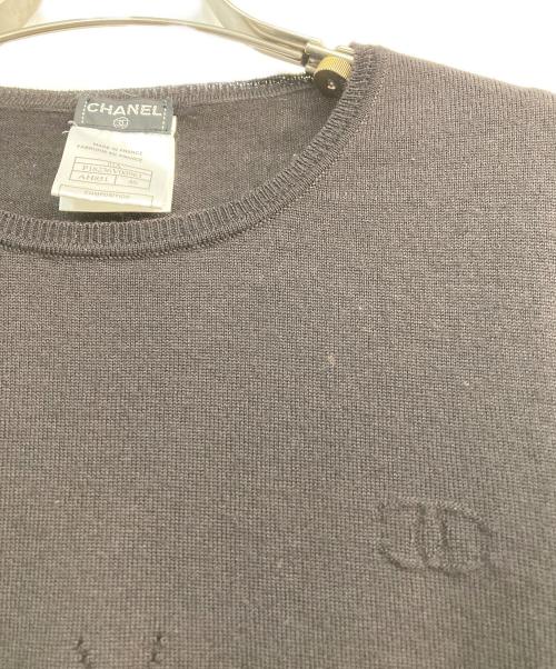 CHANEL（シャネル）CHANEL (シャネル) エンボス半袖ニット ブラック サイズ:46の古着・服飾アイテム