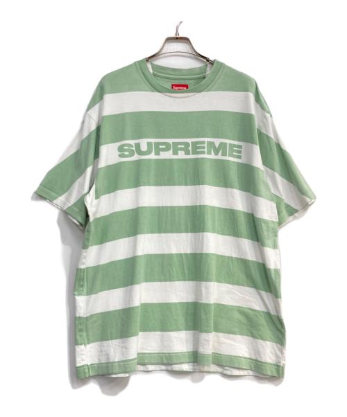 SUPREME（シュプリーム）SUPREME (シュプリーム) printed stripe s/s top グリーン×ホワイト サイズ:Ⅼの古着・服飾アイテム