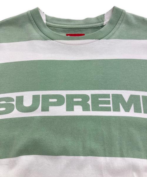 SUPREME（シュプリーム）SUPREME (シュプリーム) printed stripe s/s top グリーン×ホワイト サイズ:Ⅼの古着・服飾アイテム