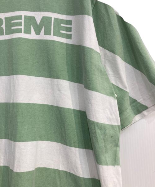SUPREME（シュプリーム）SUPREME (シュプリーム) printed stripe s/s top グリーン×ホワイト サイズ:Ⅼの古着・服飾アイテム