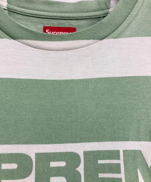 SUPREME（シュプリーム）SUPREME (シュプリーム) printed stripe s/s top グリーン×ホワイト サイズ:Ⅼの古着・服飾アイテム