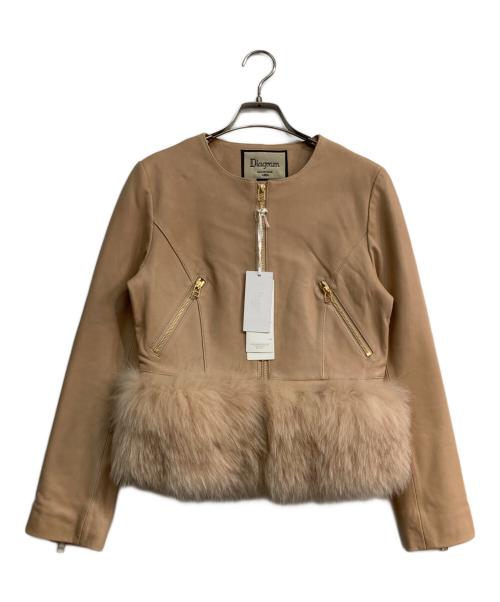 Diagram GRACE CONTINENTAL（ダイアグラム グレースコンチネンタル）Diagram GRACE CONTINENTAL (ダイアグラム グレースコンチネンタル) フォックスファーラムレザージャケット ベージュ サイズ:S（36）の古着・服飾アイテム
