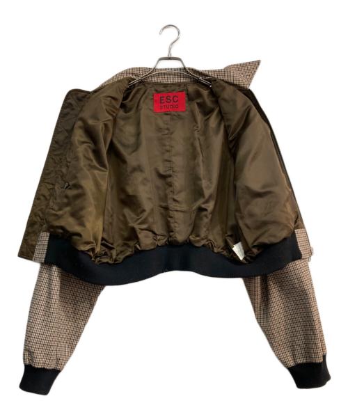 ESC STUDIO（イーエスシーステュディオ）ESC STUDIO (イーエスシーステュディオ) ガンクラブチェックジップアップブルゾン ブラウン サイズ:Freeの古着・服飾アイテム