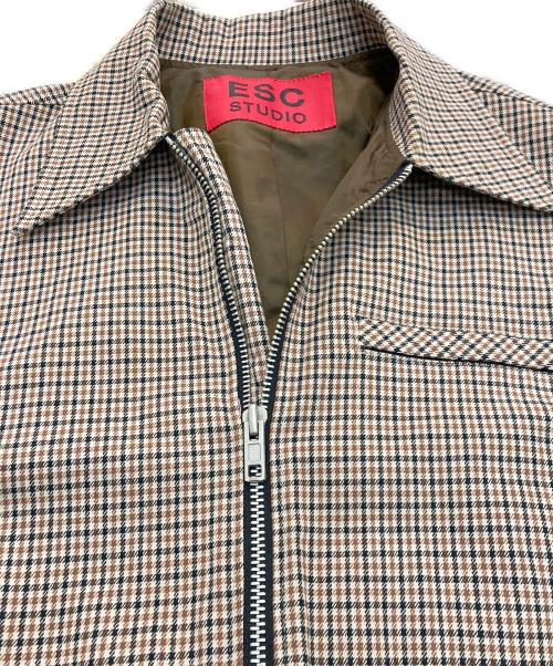 ESC STUDIO（イーエスシーステュディオ）ESC STUDIO (イーエスシーステュディオ) ガンクラブチェックジップアップブルゾン ブラウン サイズ:Freeの古着・服飾アイテム