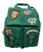 TORY BURCHトリーバーチ）の古着「ワッペンナイロンリュック」｜グリーン