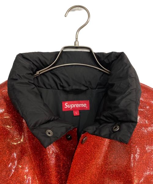 SUPREME（シュプリーム）Supreme (シュプリーム) Glitter Yoke Down Puffer Jacket ブラック×レッド サイズ:Ⅼの古着・服飾アイテム
