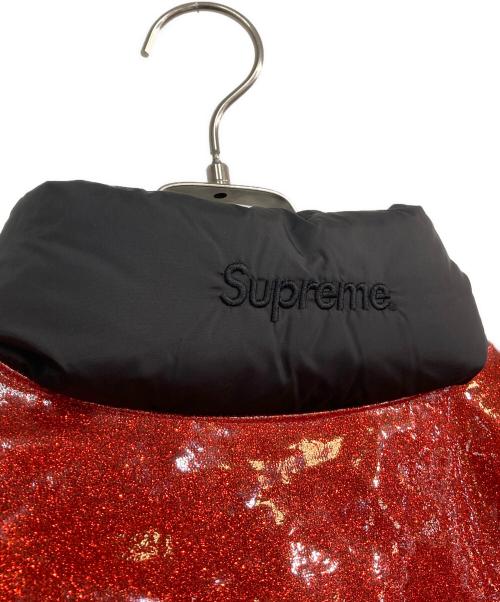 SUPREME（シュプリーム）Supreme (シュプリーム) Glitter Yoke Down Puffer Jacket ブラック×レッド サイズ:Ⅼの古着・服飾アイテム
