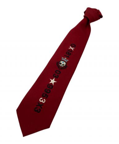 美品　BA-TSU バツクラブ　ネクタイ　ボルドー　黒文字　刺繍　京様 中古・古着通販】BA-TSU CLUB (バツクラブ) 刺繍ネクタイ レッド
