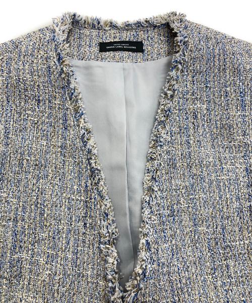 green label relaxing（グリーンレーベルリラクシング）green label relaxing (グリーンレーベルリラクシング) ミックスツイードライク ジレ ブルー サイズ:Freeの古着・服飾アイテム