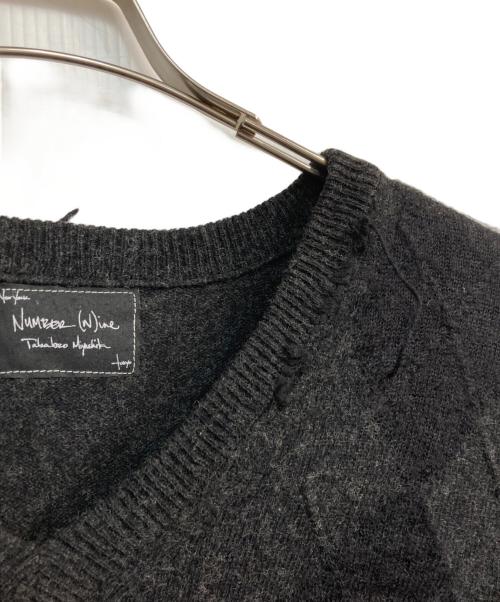 NUMBER (N)INE（ナンバーナイン）NUMBER (N)INE (ナンバーナイン) アーガイルネックプルオーバーニット ブラック サイズ:2の古着・服飾アイテム