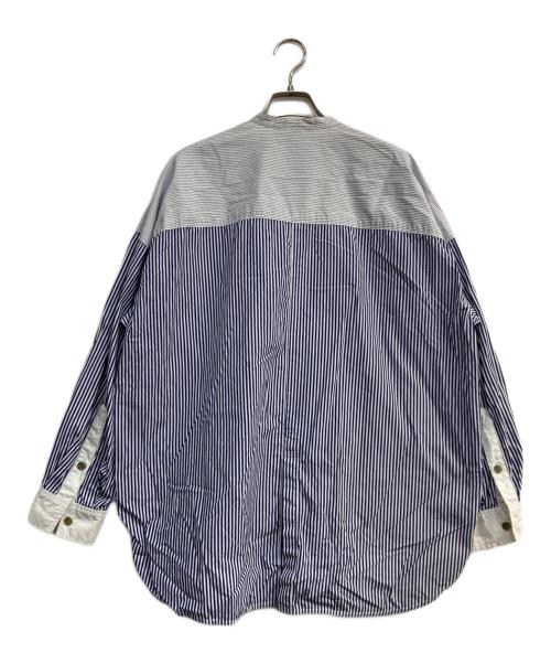 nagonstans（ナゴンスタンス）nagonstans (ナゴンスタンス) バンドカラーストライプシャツ　470FS830-1040 ブルー サイズ:Mの古着・服飾アイテム