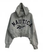 REEBOK×NAUTICAリーボック×ノーティカ）の古着「Heavy Weight Zip Short Length Hoodie　253-3256」｜グレー