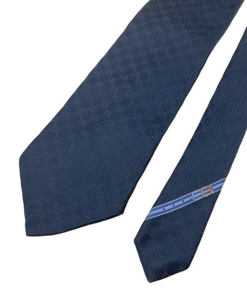 GUCCI（グッチ）GUCCI (グッチ) GGロゴパターン シルクネクタイ ネイビー サイズ:-の古着・服飾アイテム