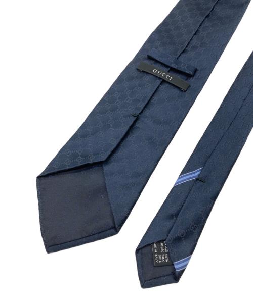 GUCCI（グッチ）GUCCI (グッチ) GGロゴパターン シルクネクタイ ネイビー サイズ:-の古着・服飾アイテム