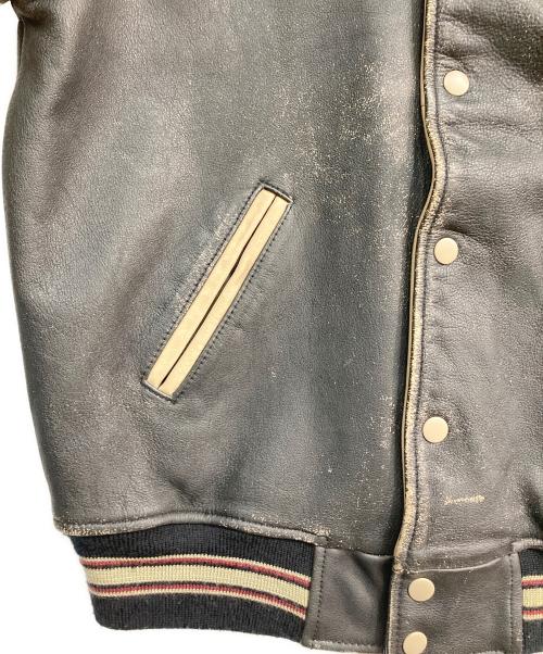 AVIREX（アヴィレックス）AVIREX (アヴィレックス) HORSEHIDE バーシティレザージャケット ブラック×ベージュ サイズ:Mの古着・服飾アイテム