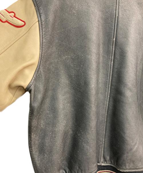 AVIREX（アヴィレックス）AVIREX (アヴィレックス) HORSEHIDE バーシティレザージャケット ブラック×ベージュ サイズ:Mの古着・服飾アイテム