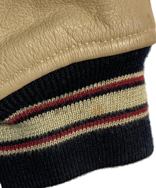 AVIREX（アヴィレックス）AVIREX (アヴィレックス) HORSEHIDE バーシティレザージャケット ブラック×ベージュ サイズ:Mの古着・服飾アイテム