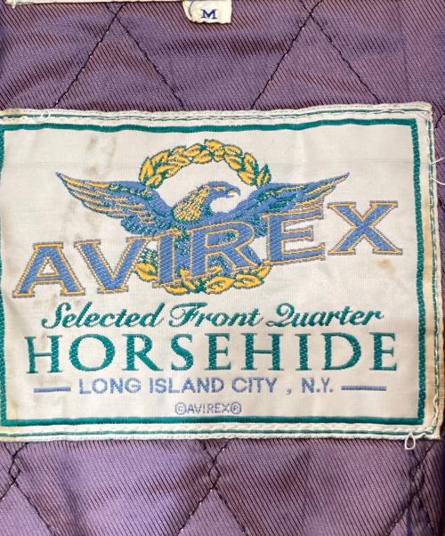 AVIREX（アヴィレックス）AVIREX (アヴィレックス) HORSEHIDE バーシティレザージャケット ブラック×ベージュ サイズ:Mの古着・服飾アイテム