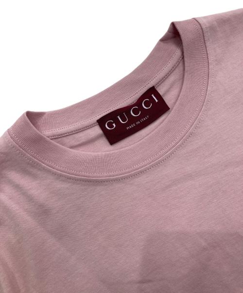 GUCCI（グッチ）GUCCI (グッチ) エンブロイダリー付きコットンジャージーTシャツ ピンク サイズ:XSの古着・服飾アイテム
