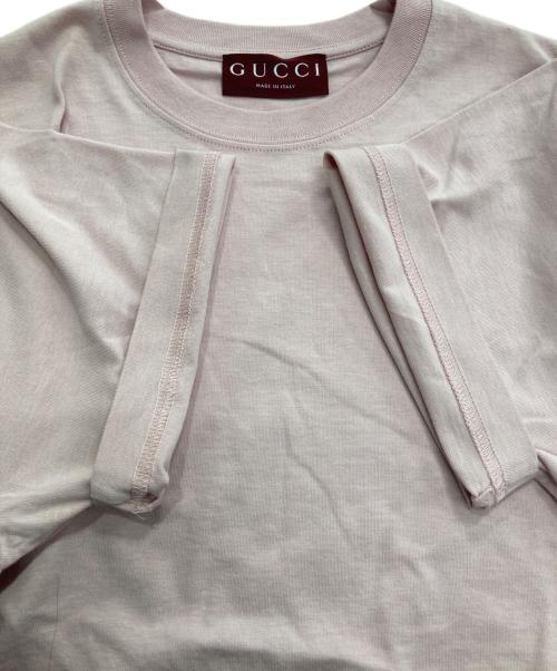 GUCCI（グッチ）GUCCI (グッチ) エンブロイダリー付きコットンジャージーTシャツ ピンク サイズ:XSの古着・服飾アイテム