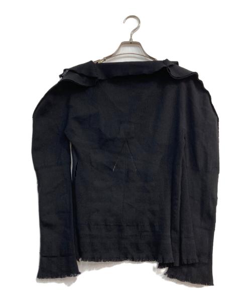 ISSEY MIYAKE（イッセイミヤケ）ISSEY MIYAKE (イッセイミヤケ) カッティングジャガードカーディガン ブラック サイズ:Ｍの古着・服飾アイテム