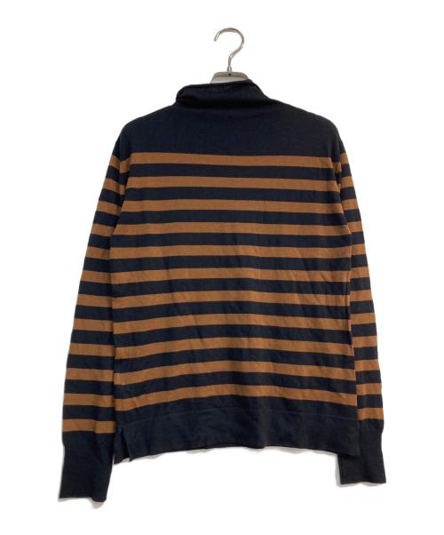 MARGARET HOWELL（マーガレットハウエル）MARGARET HOWELL (マーガレットハウエル) JOHN SMEDLEY (ジョンスメドレー) ハイネックボーダーニット ブラック×ブラウン サイズ:2の古着・服飾アイテム