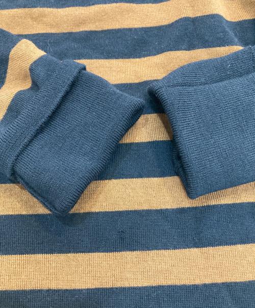 MARGARET HOWELL（マーガレットハウエル）MARGARET HOWELL (マーガレットハウエル) JOHN SMEDLEY (ジョンスメドレー) ハイネックボーダーニット ブラック×ブラウン サイズ:2の古着・服飾アイテム