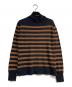 MARGARET HOWELL（マーガレットハウエル）の古着「ハイネックボーダーニット」｜ブラック×ブラウン