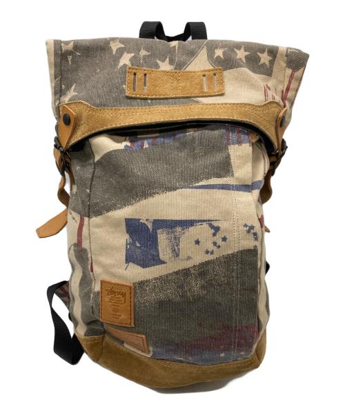 stussy（ステューシー）stussy (ステューシー) master-piece (マスターピース) コラボキャンバスバックパック ブラウンの古着・服飾アイテム