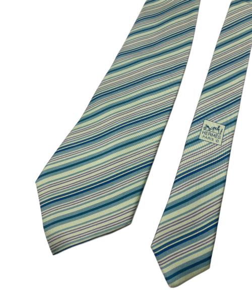 HERMES（エルメス）HERMES (エルメス) ストライプシルクネクタイ グリーン サイズ:-の古着・服飾アイテム