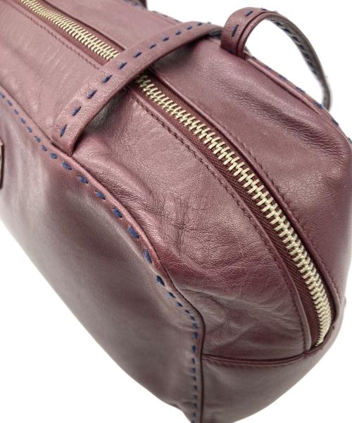 LAUREN RALPH LAUREN（ローレンラルフローレン）LAUREN RALPH LAUREN (ローレンラルフローレン) レザーハンドバッグ ワインレッドの古着・服飾アイテム