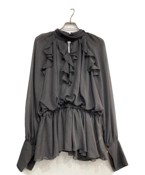 Lily Brown（リリーブラウン）Lily Brown (リリーブラウン) ドレープフリルセットアップ グレー サイズ:Freeの古着・服飾アイテム
