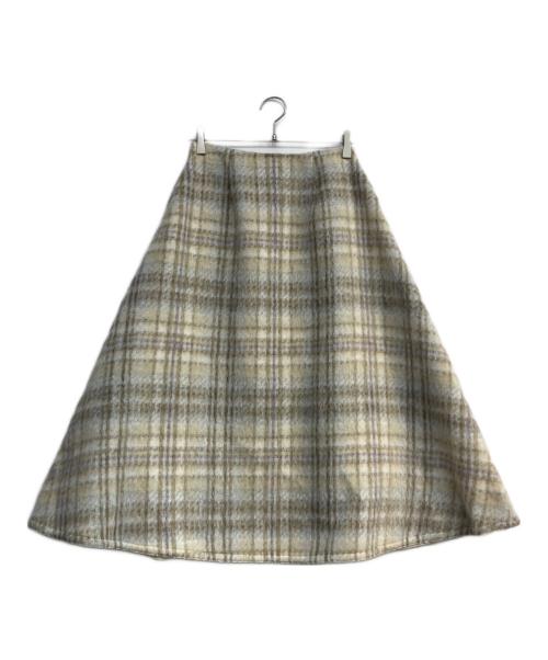 Bluelea（ブルレア）Bluelea (ブルレア) アルパカ混チェックスカート　242086 ベージュ サイズ:38 未使用品の古着・服飾アイテム