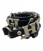 Hysteric Glamourヒステリックグラマー）の古着「ロゴベルト」｜ブラック×シルバー