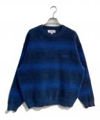 YARDSALEヤードセール）の古着「Chenille Ripple Knit」｜ブルー×ブラック
