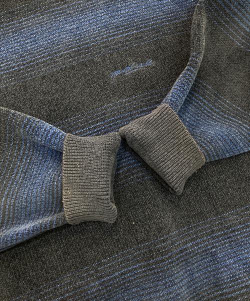 YARDSALE（ヤードセール）YARDSALE (ヤードセール) Chenille Ripple Knit ブルー×ブラック サイズ:Lの古着・服飾アイテム