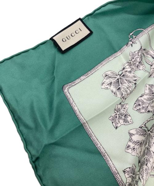 GUCCI（グッチ）GUCCI (グッチ) フローラルプリントシルクスカーフ グリーンの古着・服飾アイテム
