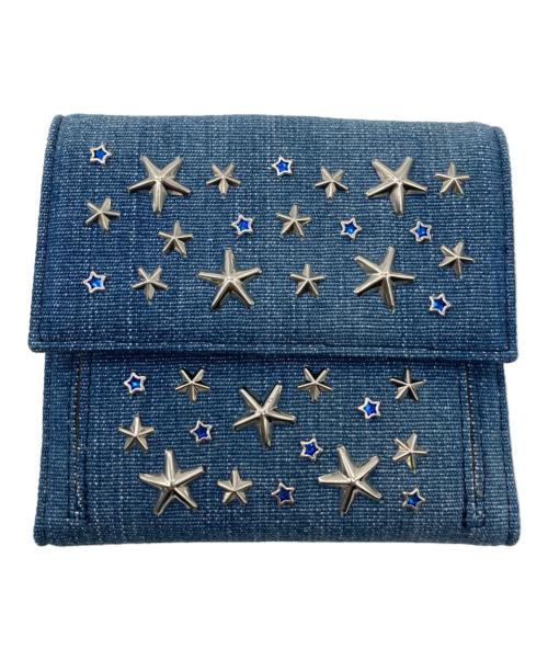 JIMMY CHOO（ジミーチュウ）JIMMY CHOO (ジミーチュウ) スタースタッズデニムコンパクトウォレット ブルーの古着・服飾アイテム