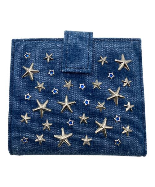 JIMMY CHOO（ジミーチュウ）JIMMY CHOO (ジミーチュウ) スタースタッズデニムコンパクトウォレット ブルーの古着・服飾アイテム