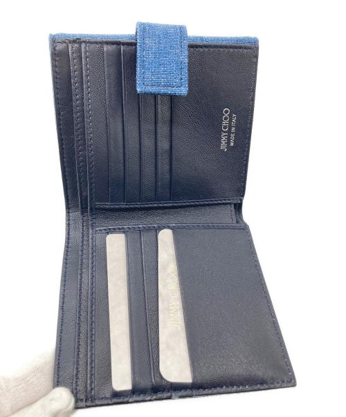 JIMMY CHOO（ジミーチュウ）JIMMY CHOO (ジミーチュウ) スタースタッズデニムコンパクトウォレット ブルーの古着・服飾アイテム