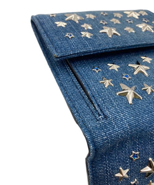JIMMY CHOO（ジミーチュウ）JIMMY CHOO (ジミーチュウ) スタースタッズデニムコンパクトウォレット ブルーの古着・服飾アイテム