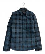 ISAMU KATAYAMA BACKLASHイサムカタヤマ・バックラッシュ）の古着「ピッグレザー 転写チェックシャツ」｜ブルー