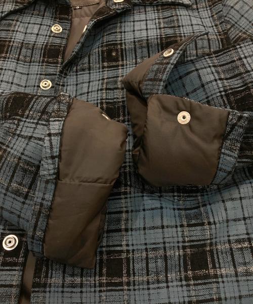 ISAMU KATAYAMA BACKLASH（イサムカタヤマ・バックラッシュ）ISAMU KATAYAMA BACKLASH (イサムカタヤマ・バックラッシュ) ピッグレザー 転写チェックシャツ ブルー サイズ:3の古着・服飾アイテム