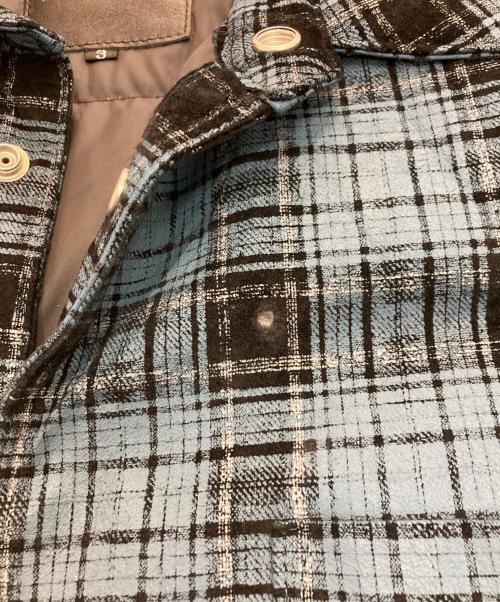 ISAMU KATAYAMA BACKLASH（イサムカタヤマ・バックラッシュ）ISAMU KATAYAMA BACKLASH (イサムカタヤマ・バックラッシュ) ピッグレザー 転写チェックシャツ ブルー サイズ:3の古着・服飾アイテム