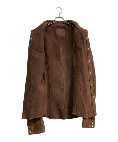 DOLCE & GABBANA（ドルチェ＆ガッバーナ）DOLCE & GABBANA (ドルチェ＆ガッバーナ) シープレザーウエスタンシャツ ブラウン サイズ:54の古着・服飾アイテム