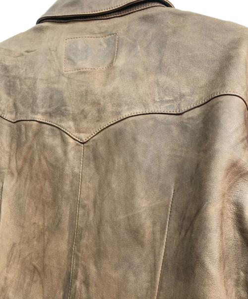 DOLCE & GABBANA（ドルチェ＆ガッバーナ）DOLCE & GABBANA (ドルチェ＆ガッバーナ) シープレザーウエスタンシャツ ブラウン サイズ:54の古着・服飾アイテム