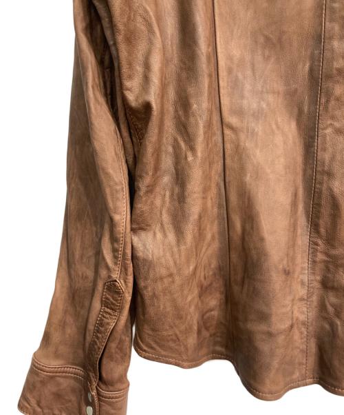 DOLCE & GABBANA（ドルチェ＆ガッバーナ）DOLCE & GABBANA (ドルチェ＆ガッバーナ) シープレザーウエスタンシャツ ブラウン サイズ:54の古着・服飾アイテム