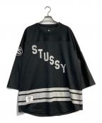 stussyステューシー）の古着「メッシュフットボールシャツ」｜ブラック
